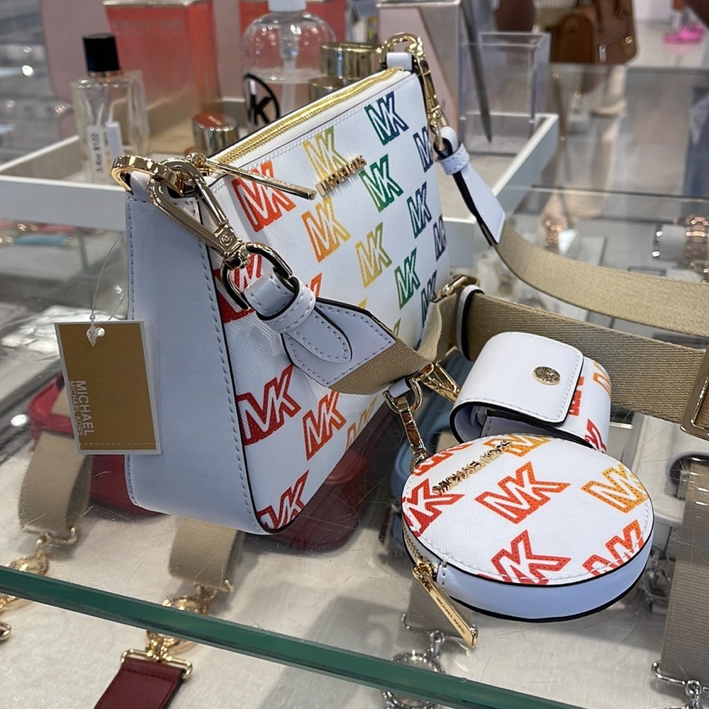 MICHAEL KORS JET SET TRAVEL SMALL SHOULDER CROSSBODY BAG WITH TECH ATTCH AIRPOD - Picture 14 of 16